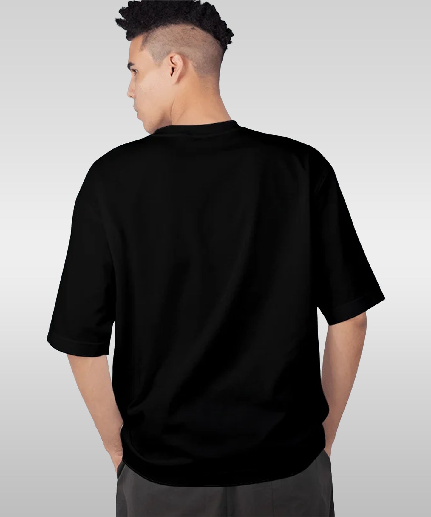 J&JP Men Oversized Back Printed T-Shirt-Black