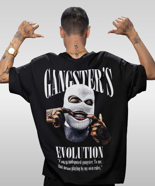 J&JP Men Oversized Back Printed T-Shirt-Black