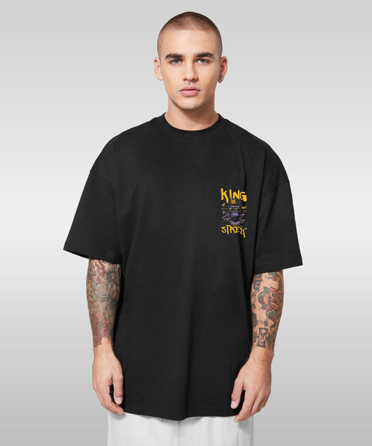 J&JP Men Oversized Back Printed T-Shirt-Black