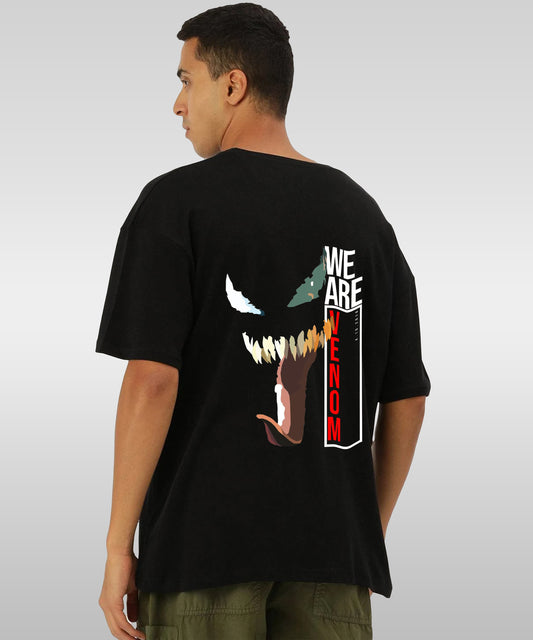 J&JP Men Oversized Back Printed T-Shirt-Black