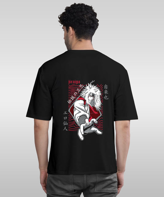 J&JP Men Oversized Back Printed T-Shirt-Black