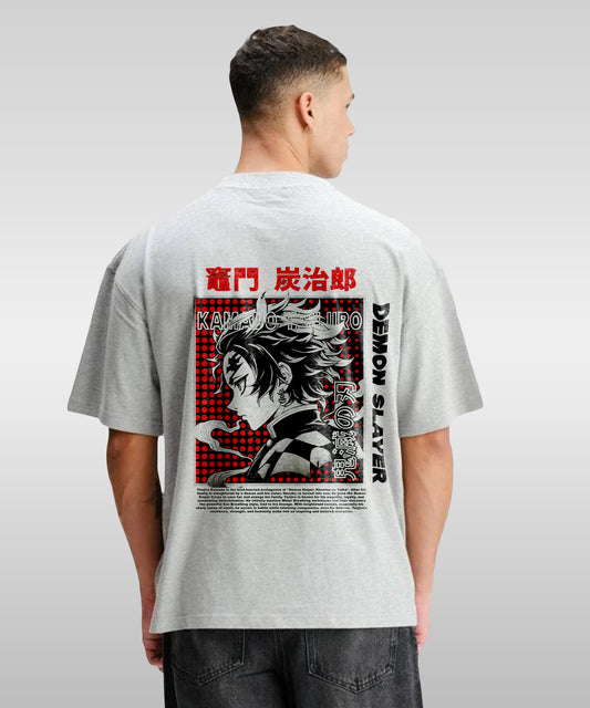 J&JP Men Oversized Back Printed T-Shirt-Grey