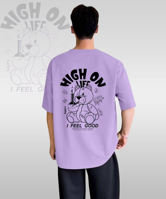 J&JP Men Oversized Back Printed T-Shirt-Purple