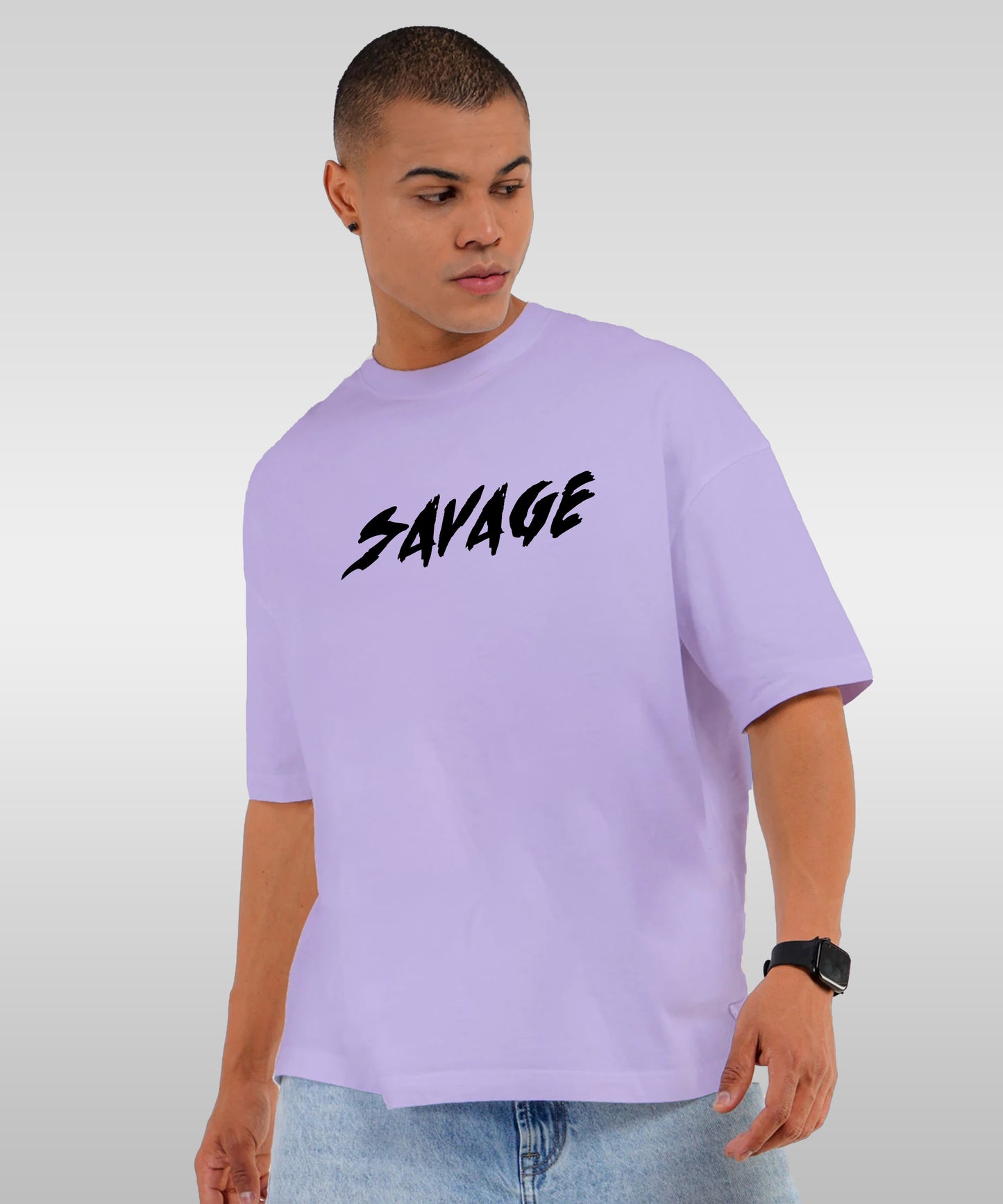 J&JP Men Oversized Back Printed T-Shirt-Purple