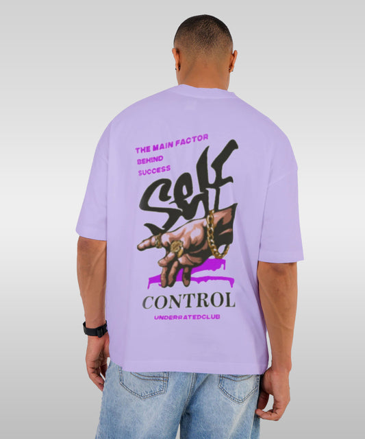 J&JP Men Oversized Back Printed T-Shirt-Purple