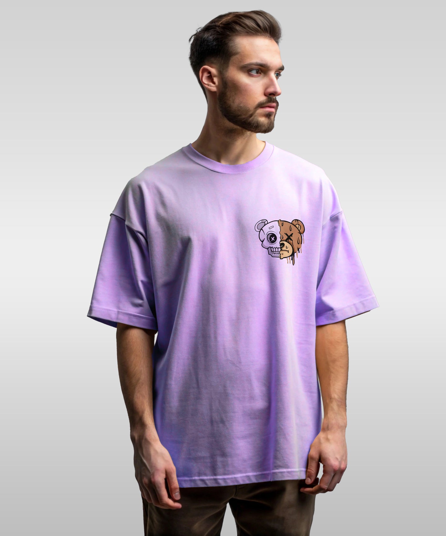 J&JP Men Oversized Back Printed T-Shirt-Purple