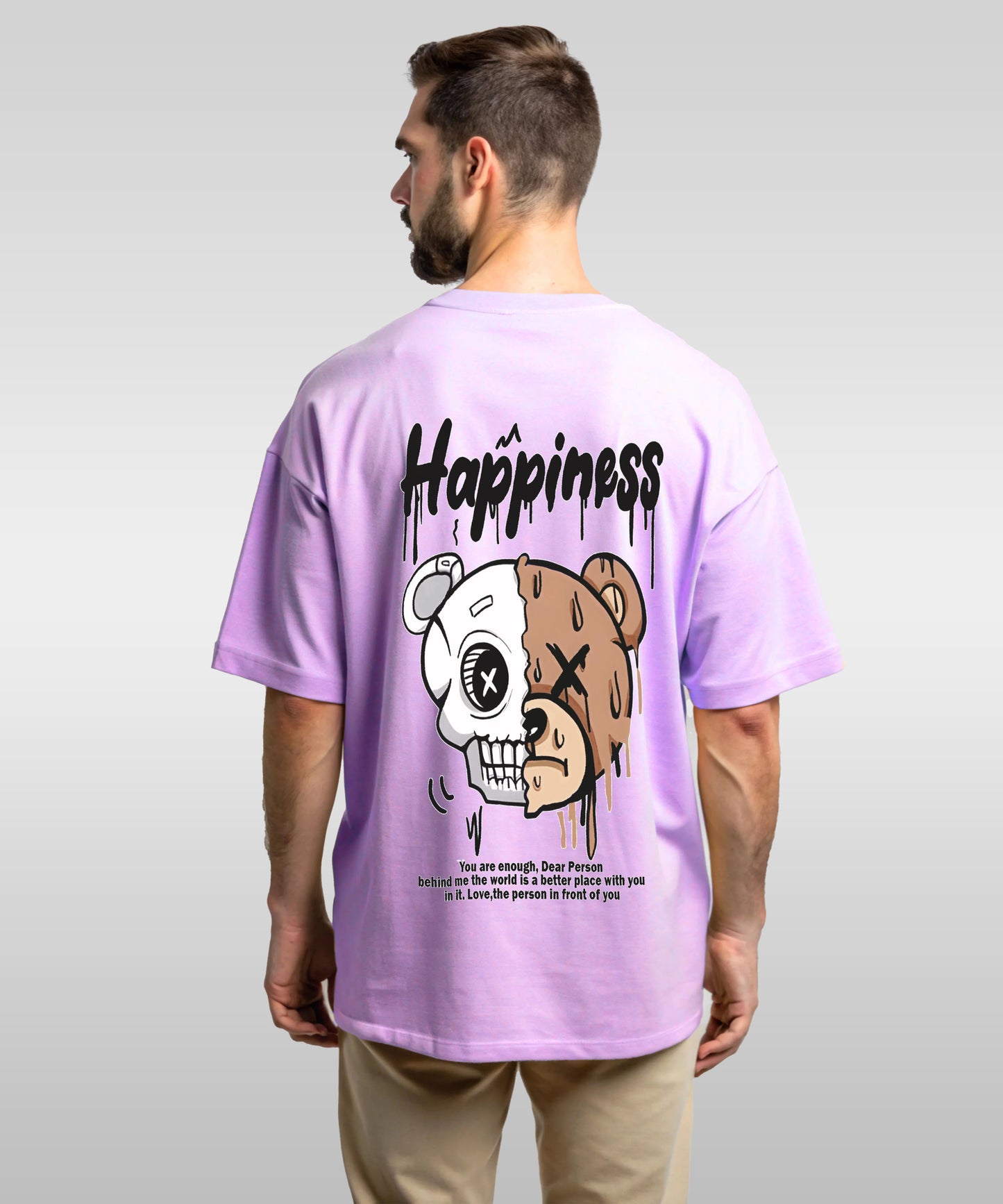 J&JP Men Oversized Back Printed T-Shirt-Purple