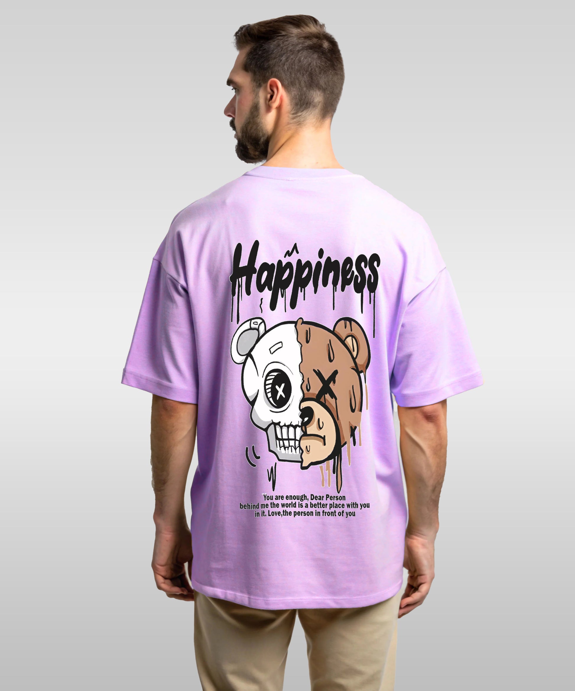 J&JP Men Oversized Back Printed T-Shirt-Purple