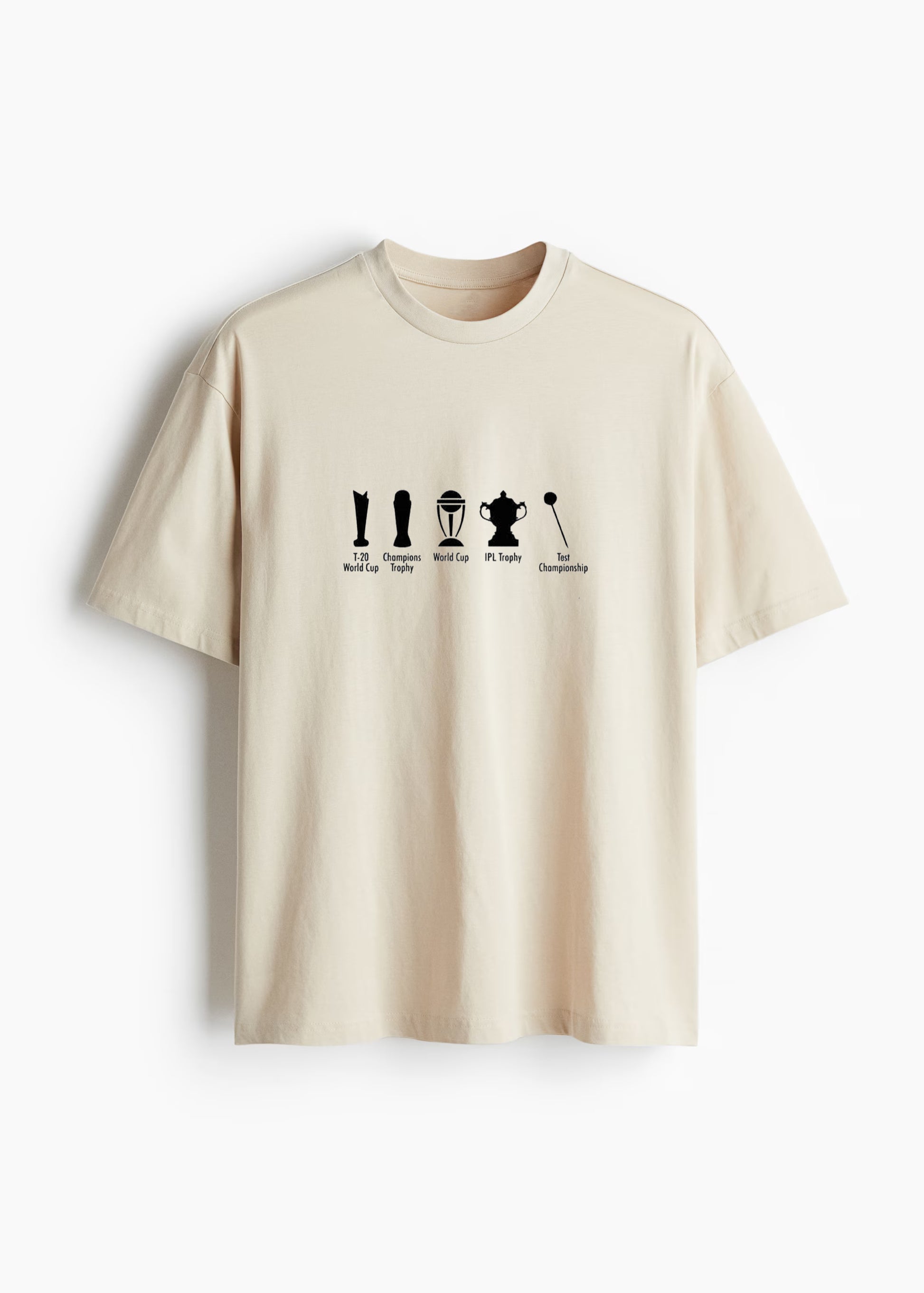 J&JP Men's M.S Dhoni Printed Oversized T-Shirt- Beige