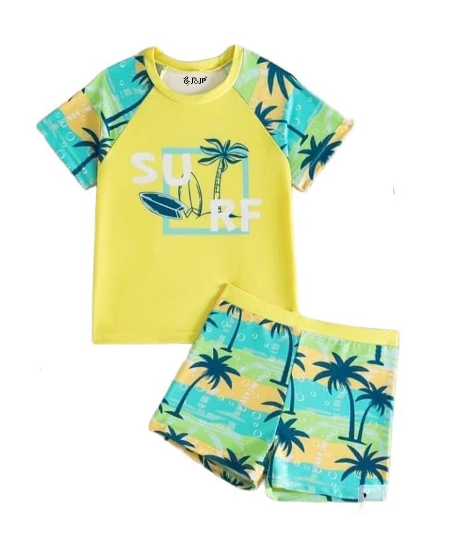 J&JP Boys Beach Theme Printed T-Shirt and Shorts Set