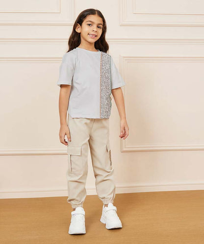 Aathichudi Tamil T-Shirt forGirls Oversized- Grey