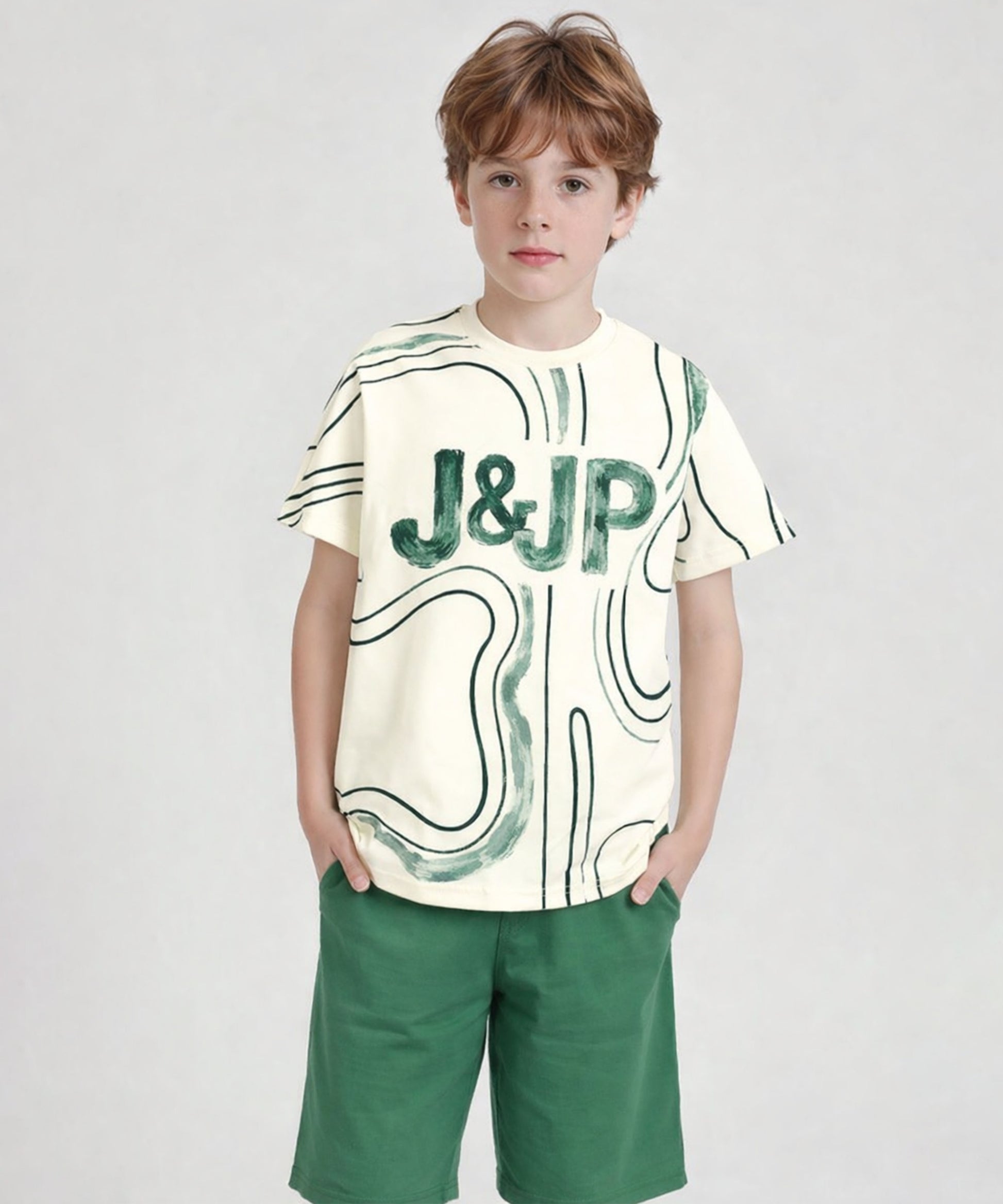 J&JP Boys Logo Graphic Printed T-Shirt and Shorts Set