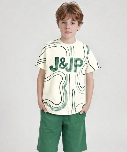 J&JP Boys Logo Graphic Printed T-Shirt and Shorts Set