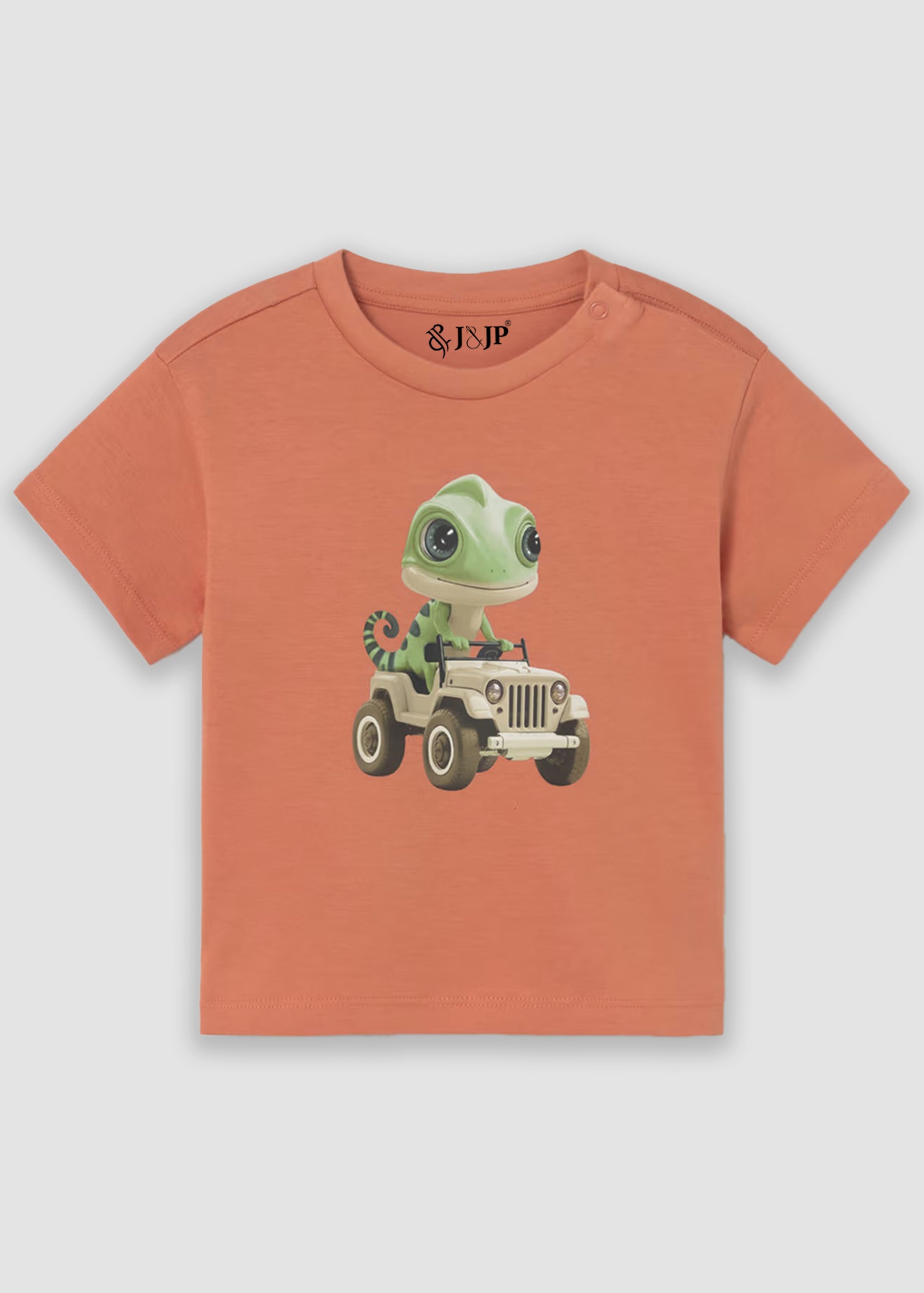 J&JP Boys Jeepzy Ride Graphic Printed Casual Orange T-Shirt