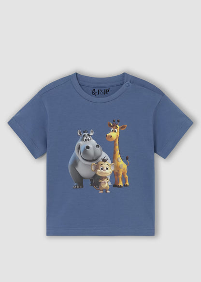 J&JP Boys Animal Graphic Printed Casual Blue T-Shirt