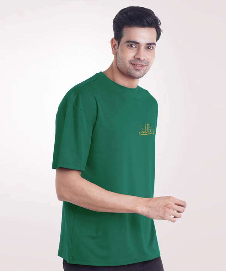 Men Ramzan Over Size T-Shirt- Green