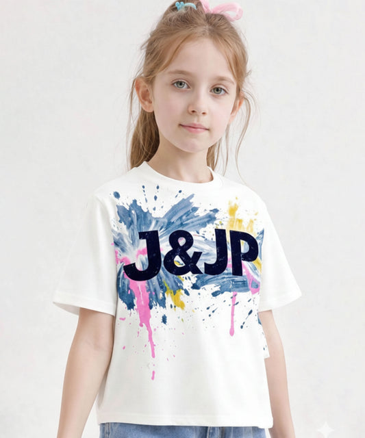 J&JP Girls Paint Splash Logo Graphic Premium T-Shirt