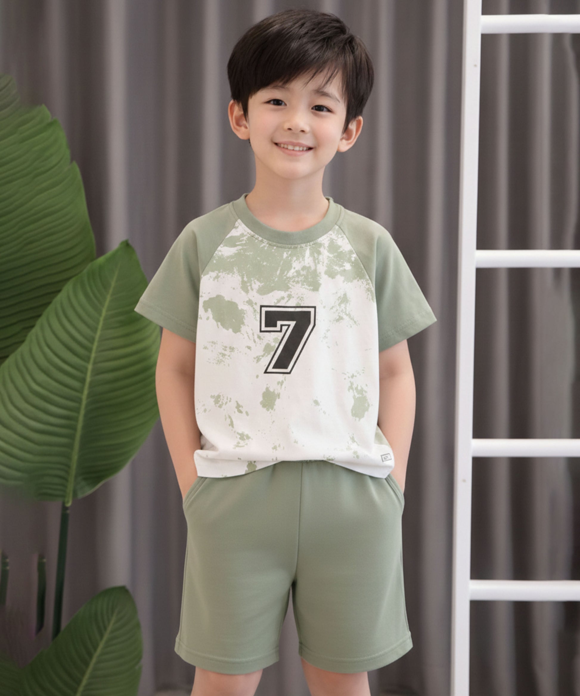 J&JP Boys Number 7 Graphic Printed T-Shirt and Shorts Set