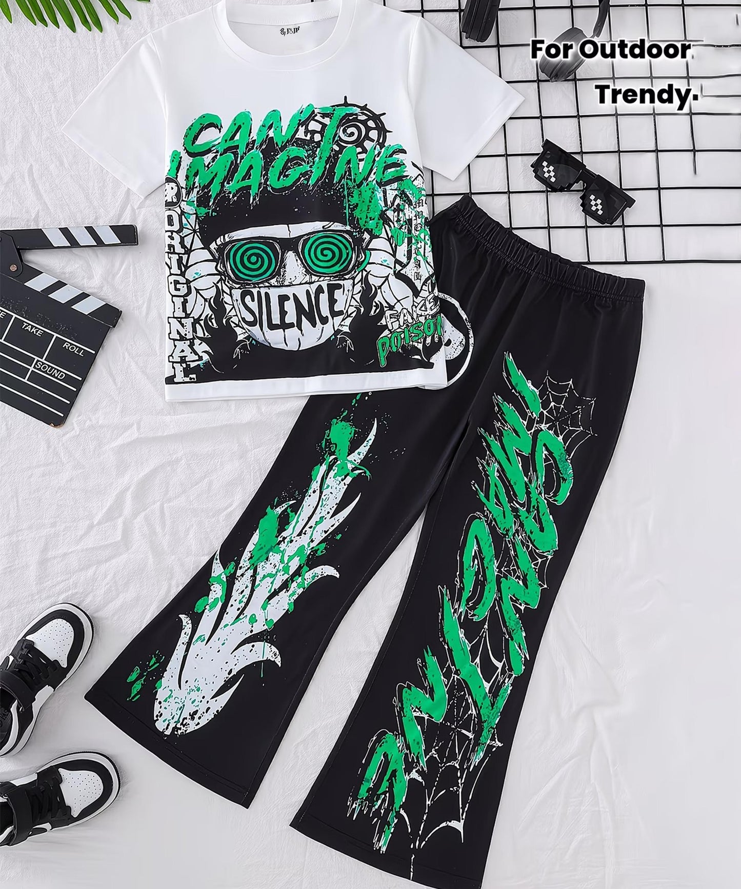 J&JP Boys Graphic Printed T-Shirt with Track Pant Set