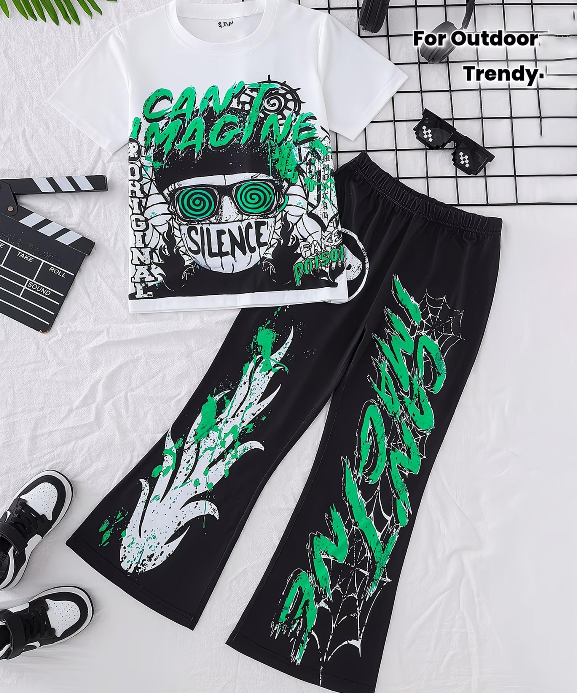 J&JP Boys Graphic Printed T-Shirt with Track Pant Set