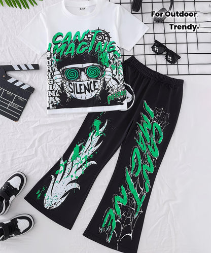 J&JP Boys Graphic Printed T-Shirt with Track Pant Set