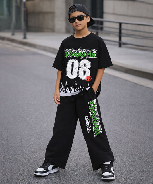J&JP Boys Brooklyn 08 Graphic T-Shirt with Track Pants Set