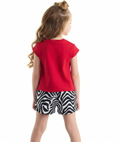 J&JP Girls Zebra Princess Graphic T-Shirt and Shorts Set