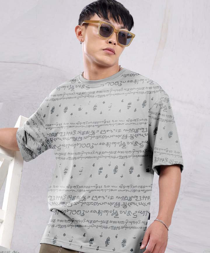 Kalvettu Tamil T-Shirt Oversized-Grey