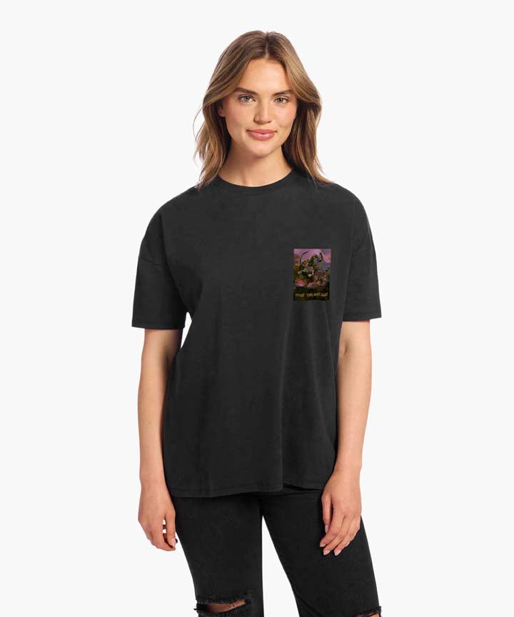 J&JP Women Yazhi Printed Oversized T-Shirt -Black