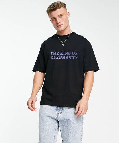 J&JP Men Airavath The King of Elephants Oversized T-Shirt - Black