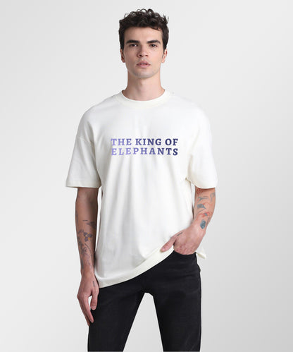 J&JP Men Oversized T-Shirt Airavath The King of Elephants- White