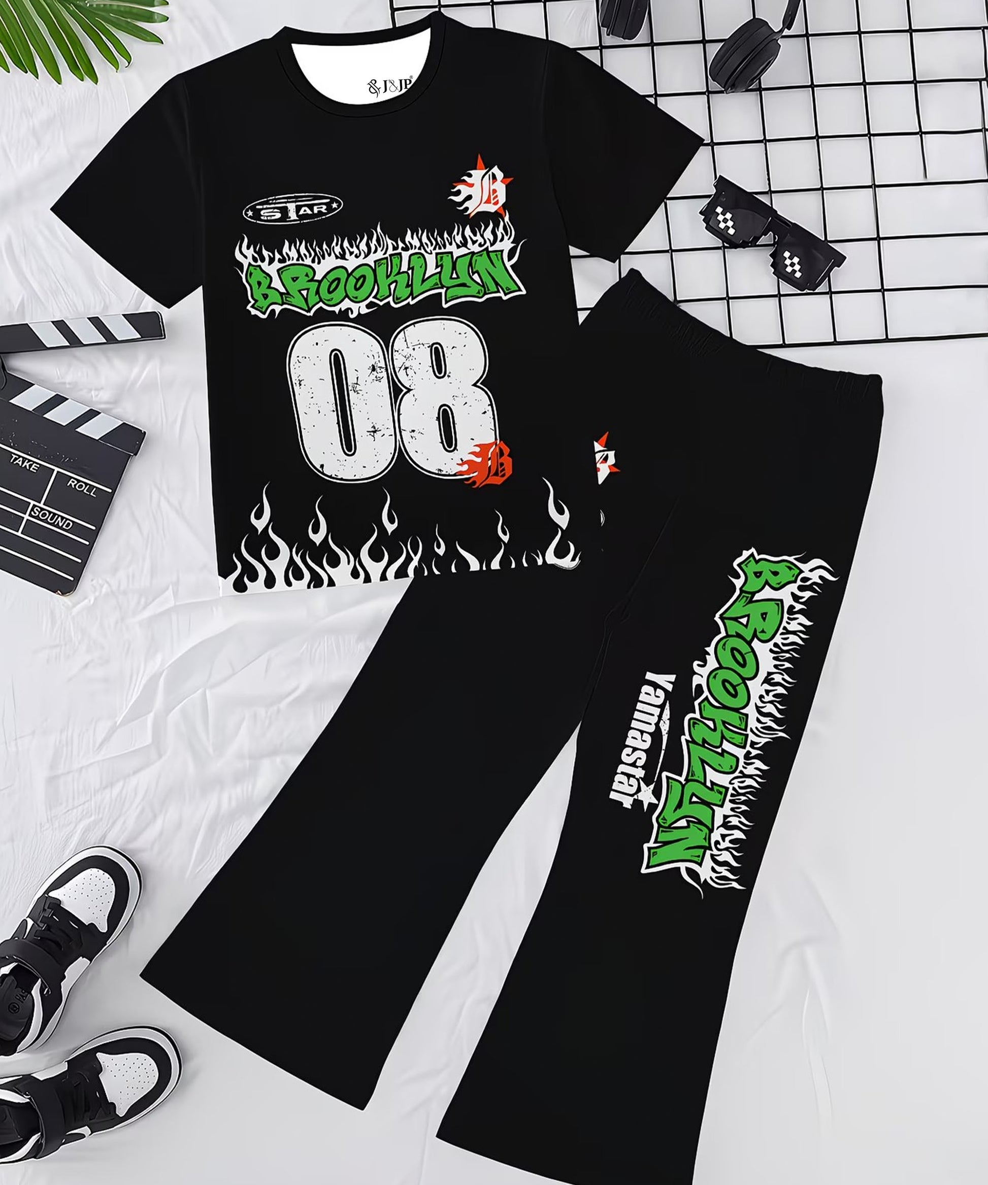 J&JP Boys Brooklyn 08 Graphic T-Shirt with Track Pants Set