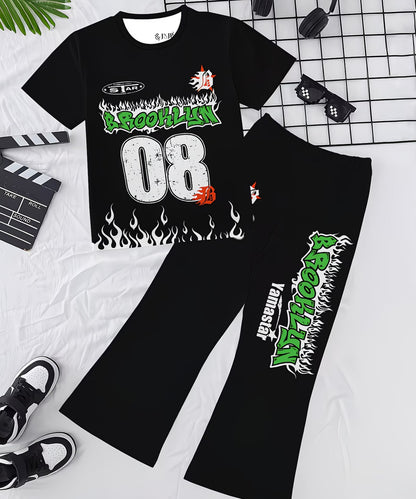 J&JP Boys Brooklyn 08 Graphic T-Shirt with Track Pants Set