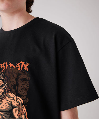 J&JP Hanuman Printed Boys Oversized T-Shirt- Black
