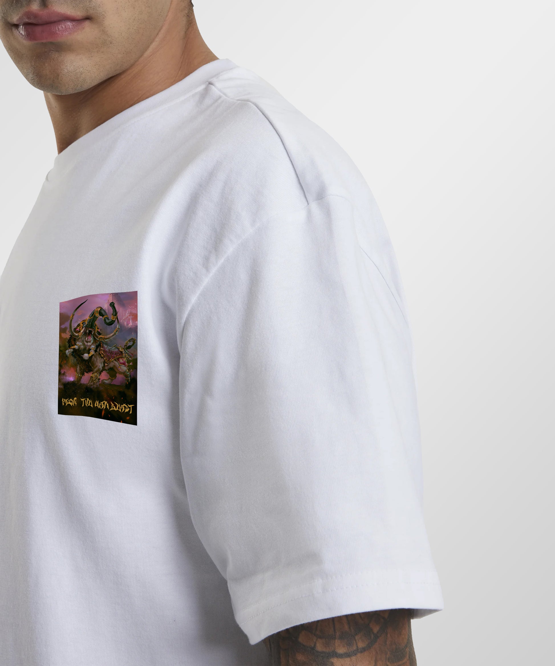 J&JP Men Oversized T-Shirt Yazhi Printed- White