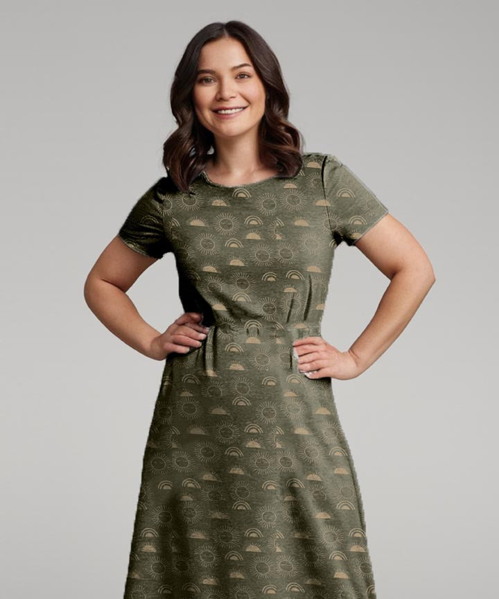 Women Cotton Maxi-Olive Green