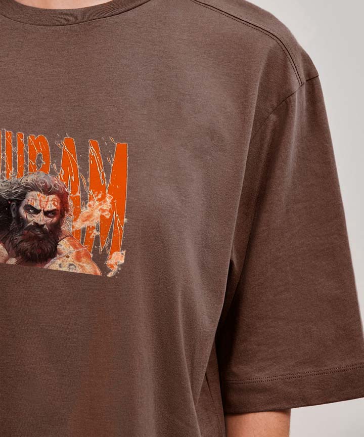 J&JP Women Oversized T-Shirt Parashuram Printed -Brown