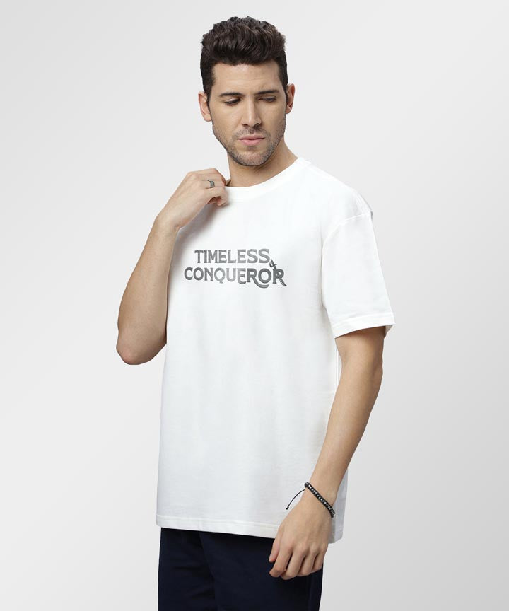 J&JP Men Oversized T-Shirt Krishna Printed- White