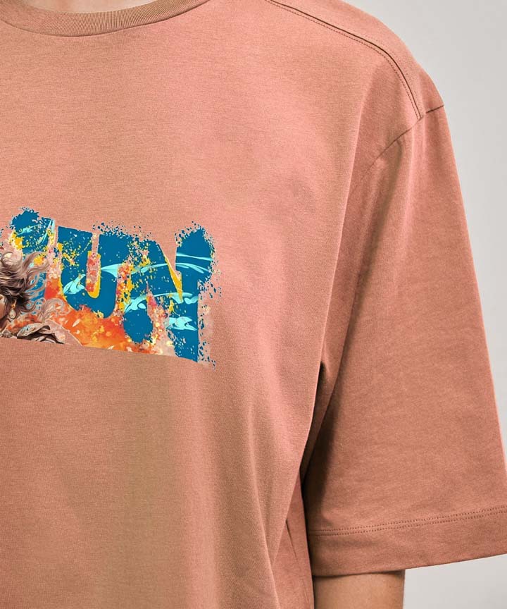 J&JP Women Oversized T-Shirt Arjunan Printed - Peach