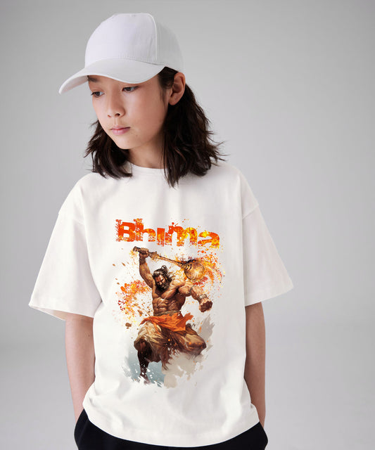 J&JP Bhima Printed Girls Oversized T-Shirt- White