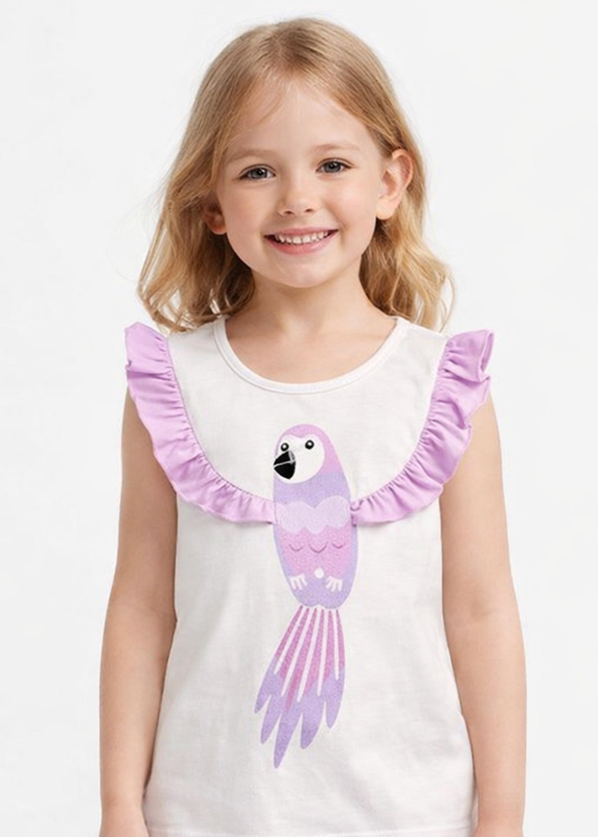 J&JP Girls Parrot Graphic Printed T-Shirt with Shorts Set
