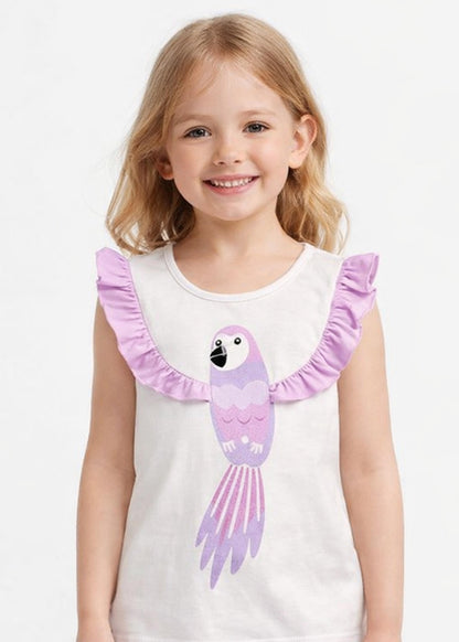 J&JP Girls Parrot Graphic Printed T-Shirt with Shorts Set