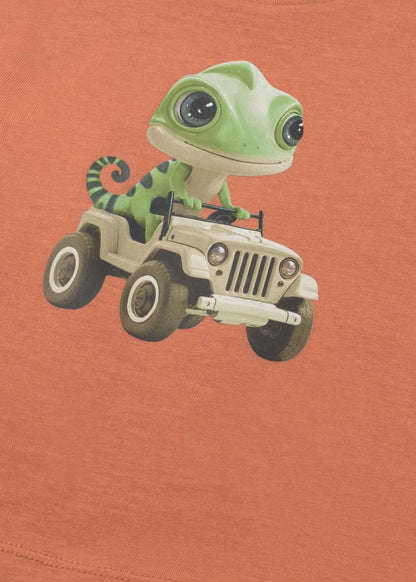 J&JP Boys Jeepzy Ride Graphic Printed Casual Orange T-Shirt