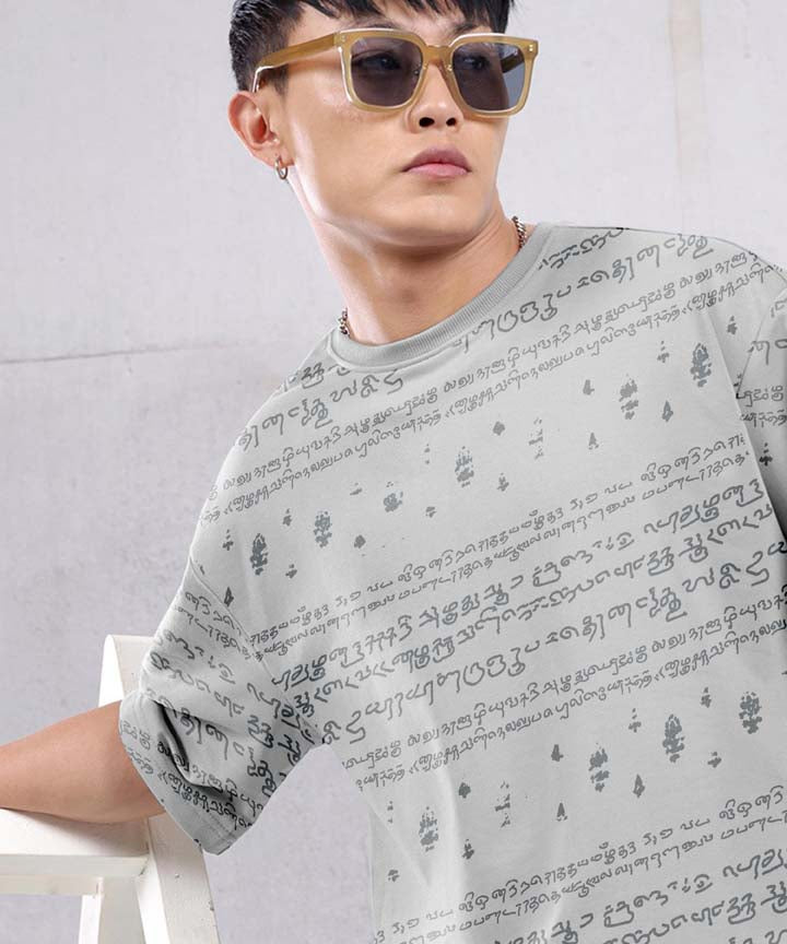 Kalvettu Tamil T-Shirt Oversized-Grey