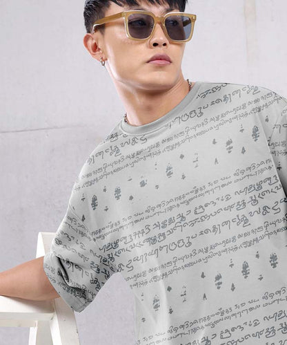 Kalvettu Tamil T-Shirt Oversized-Grey