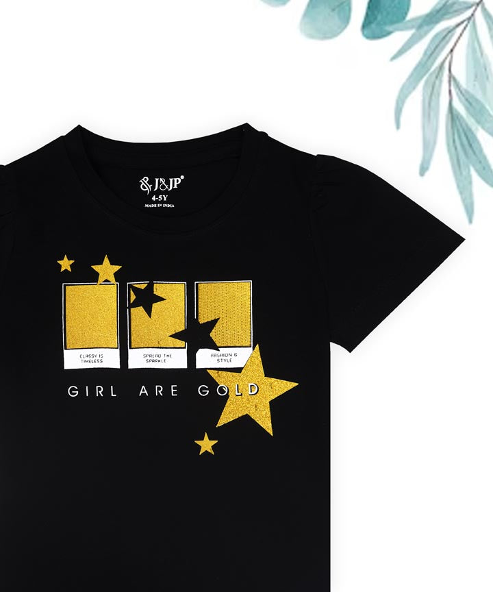 J&JP Kids Girls Printed Half Sleeve T-shirt