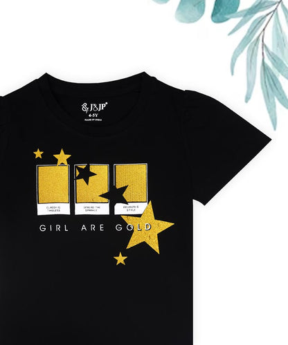J&JP Kids Girls Printed Half Sleeve T-shirt