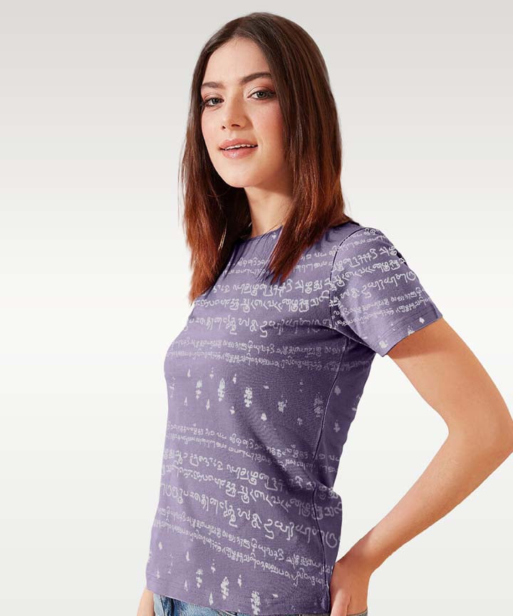 Regular Fit Kalvettu Tamil T-Shirt- unisex-Purple-Pack of 1