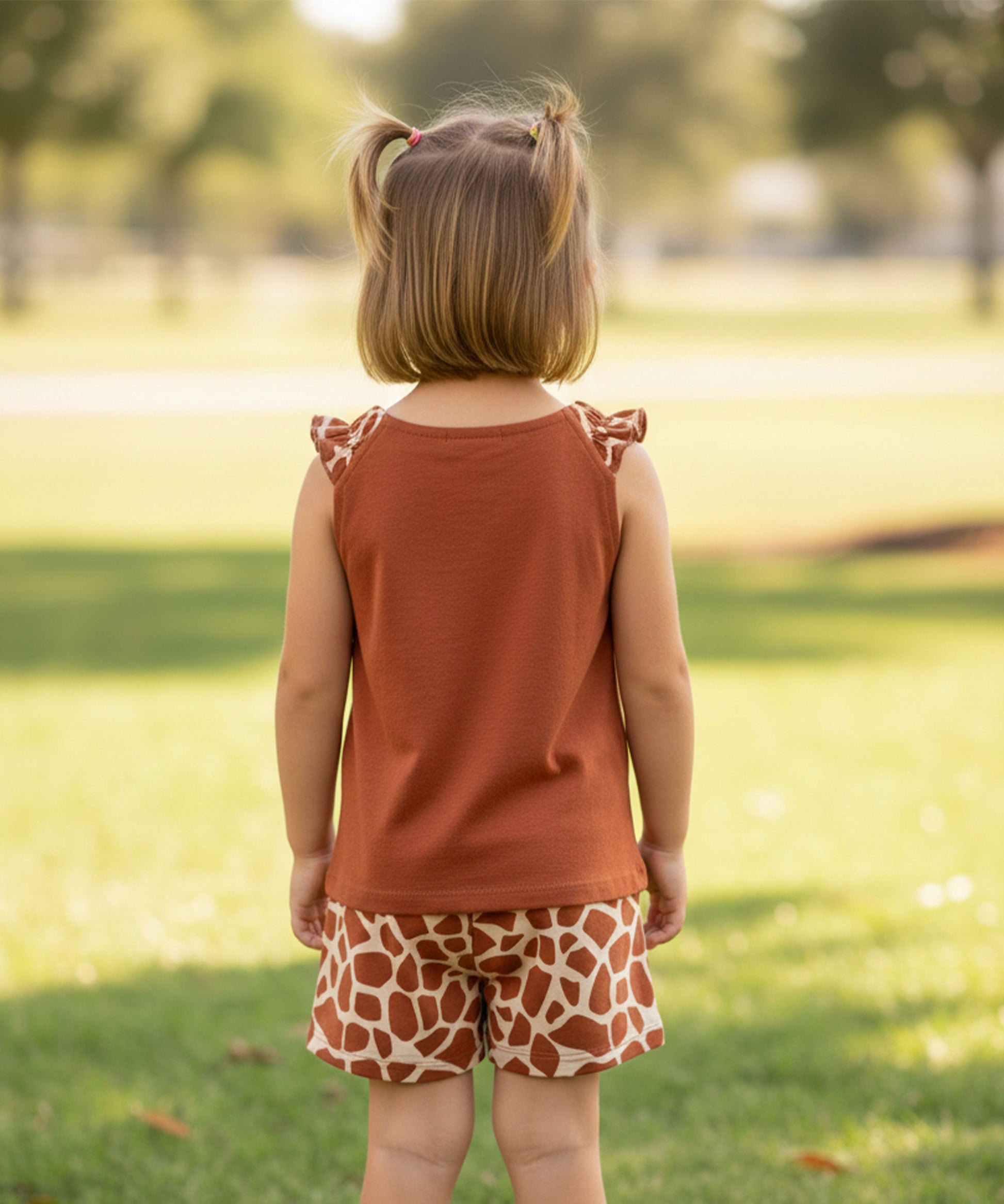 J&JP Girls Giraffe Heart Graphic Printed T-Shirt and Shorts Set