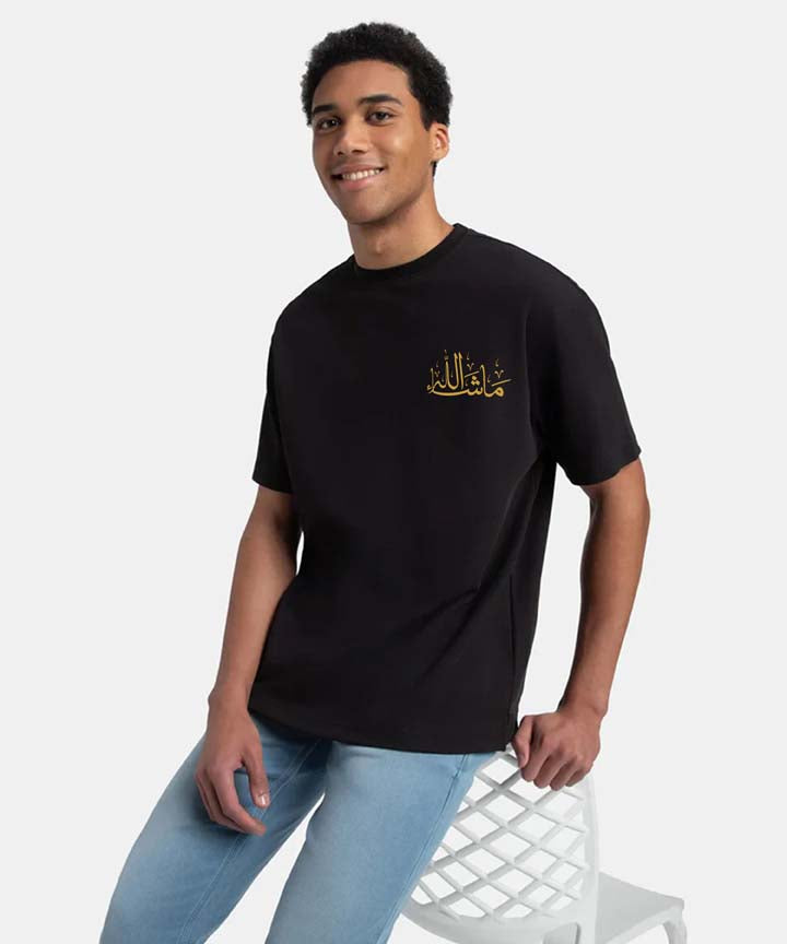 Men Ramzan Over Sized T-Shirt- Black